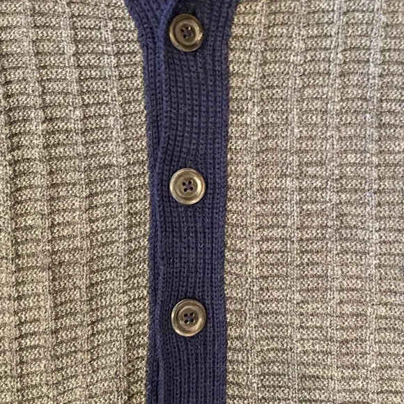 Propaganda Agency Cardigan Sweater - Navy, Gray, and Red - Picture 3 of 5